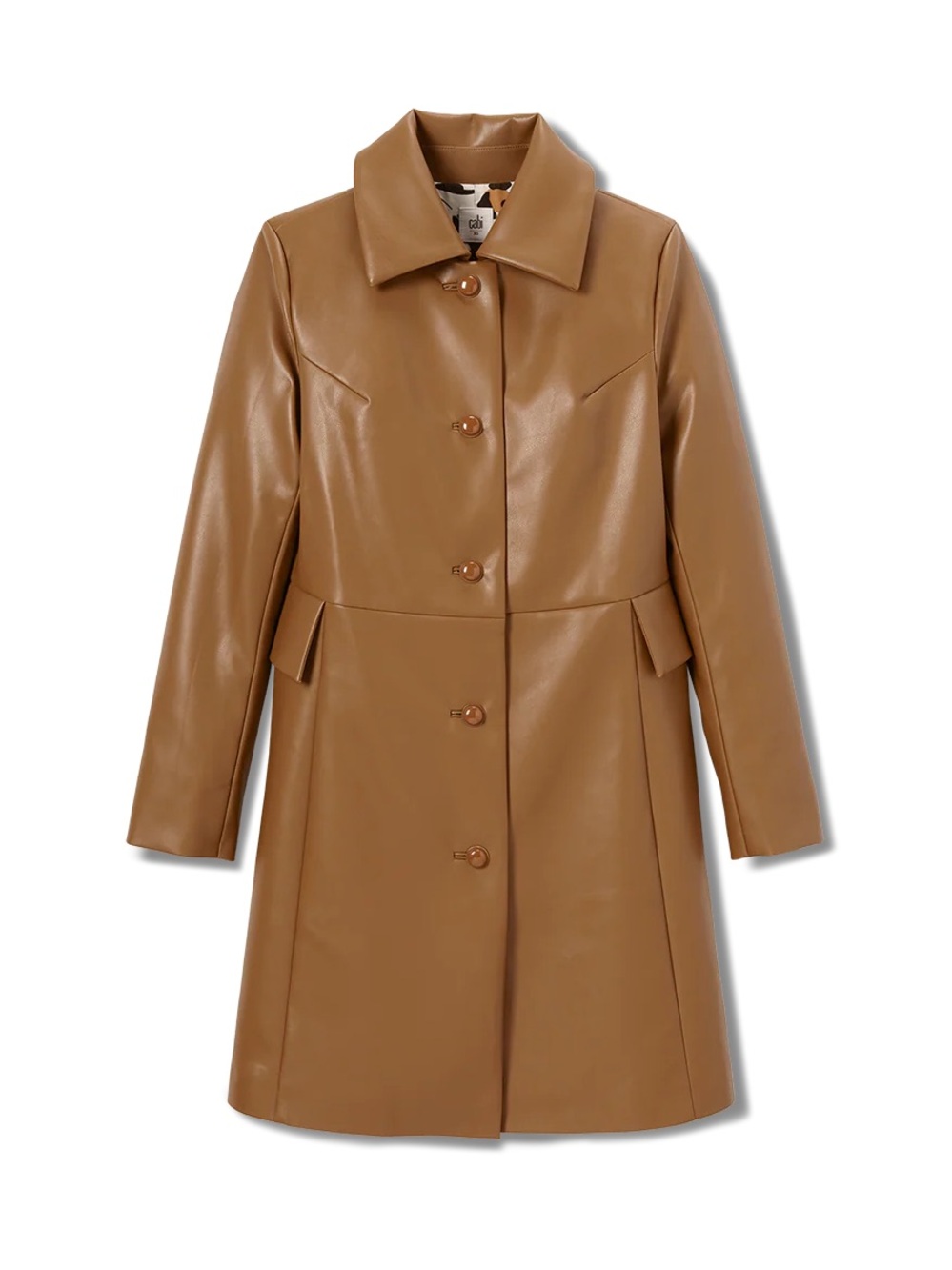 NWT CAbi Joplin Women's Tan Faux Leather Single-Breasted Coat